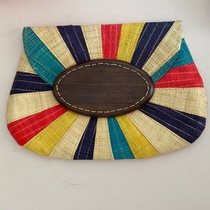 Mar y Sol Tan and Rainbow clutch